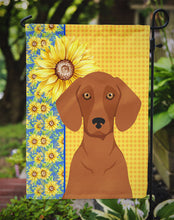 Load image into Gallery viewer, Summer Sunflowers Red Dachshund Garden Flag – Decorative Outdoor Yard Flag