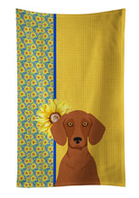 Load image into Gallery viewer, Summer Sunflowers Red Dachshund Kitchen Towel
