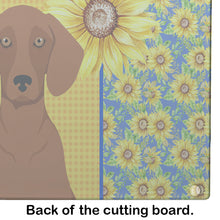 Load image into Gallery viewer, Summer Sunflowers Red Dachshund Glass Cutting Boards – Durable, Decorative Kitchen Art Large