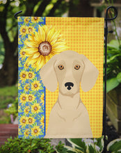 Load image into Gallery viewer, Summer Sunflowers Cream Dachshund Garden Flag – Decorative Outdoor Yard Flag
