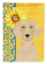 Load image into Gallery viewer, Summer Sunflowers Cream Dachshund Garden Flag – Decorative Outdoor Yard Flag