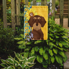 Load image into Gallery viewer, Summer Sunflowers Wirehair Red and Tan Dachshund Garden Flag – Decorative Outdoor Yard Flag