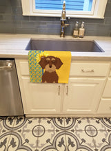 Load image into Gallery viewer, Summer Sunflowers Wirehair Red and Tan Dachshund Kitchen Towel
