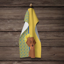 Load image into Gallery viewer, Summer Sunflowers Wirehair Red Dachshund Kitchen Towel
