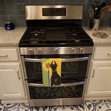 Load image into Gallery viewer, Summer Sunflowers Black and Tan Doberman Pinscher Kitchen Towel