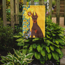 Load image into Gallery viewer, Summer Sunflowers Red and Tan Doberman Pinscher Garden Flag – Decorative Outdoor Yard Flag