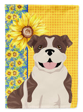 Load image into Gallery viewer, Summer Sunflowers Brindle English Bulldog Garden Flag – Decorative Outdoor Yard Flag
