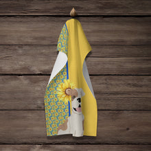 Load image into Gallery viewer, Summer Sunflowers Piebald English Bulldog Kitchen Towel