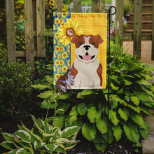 Load image into Gallery viewer, Summer Sunflowers Red English Bulldog Garden Flag – Decorative Outdoor Yard Flag