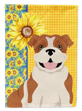 Load image into Gallery viewer, Summer Sunflowers Red English Bulldog Garden Flag – Decorative Outdoor Yard Flag