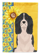 Load image into Gallery viewer, Summer Sunflowers Black English Springer Spaniel Garden Flag – Decorative Outdoor Yard Flag