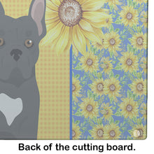 Load image into Gallery viewer, Summer Sunflowers Black French Bulldog Glass Cutting Boards – Durable, Decorative Kitchen Art Large
