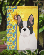 Load image into Gallery viewer, Summer Sunflowers Black and White French Bulldog Garden Flag – Decorative Outdoor Yard Flag