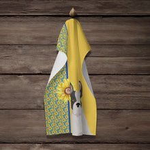 Load image into Gallery viewer, Summer Sunflowers Black and White French Bulldog Kitchen Towel