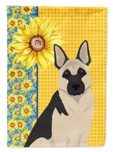 Load image into Gallery viewer, Summer Sunflowers Black and Silver German Shepherd Garden Flag – Decorative Outdoor Yard Flag