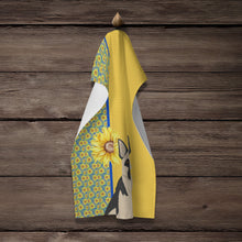 Load image into Gallery viewer, Summer Sunflowers Black and Silver German Shepherd Kitchen Towel