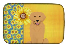 Load image into Gallery viewer, Summer Sunflowers Gold Golden Retriever Dish Drying Mat – Absorbent, Artistic Kitchen Essentials