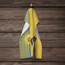 Load image into Gallery viewer, Summer Sunflowers Black Great Dane Kitchen Towel