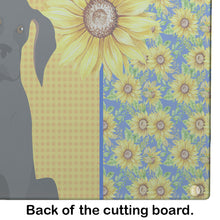 Load image into Gallery viewer, Summer Sunflowers Black Great Dane Glass Cutting Boards – Durable, Decorative Kitchen Art Large