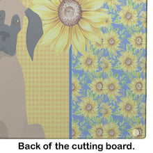 Load image into Gallery viewer, Summer Sunflowers Fawn Great Dane Glass Cutting Boards – Durable, Decorative Kitchen Art Large