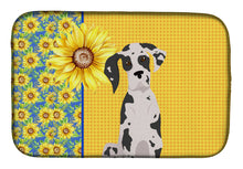 Load image into Gallery viewer, Summer Sunflowers Harlequin Great Dane Dish Drying Mat – Absorbent, Artistic Kitchen Essentials