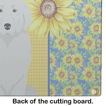 Load image into Gallery viewer, Summer Sunflowers Great Pyrenees Glass Cutting Boards – Durable, Decorative Kitchen Art Large