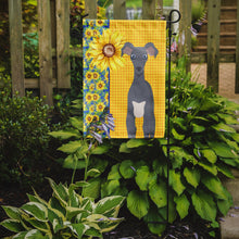 Load image into Gallery viewer, Summer Sunflowers Gray Italian Greyhound Garden Flag – Decorative Outdoor Yard Flag