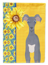 Load image into Gallery viewer, Summer Sunflowers Gray Italian Greyhound Garden Flag – Decorative Outdoor Yard Flag