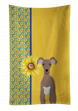 Load image into Gallery viewer, Summer Sunflowers Fawn Italian Greyhound Kitchen Towel