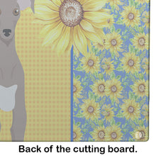 Load image into Gallery viewer, Summer Sunflowers Fawn Italian Greyhound Glass Cutting Boards – Durable, Decorative Kitchen Art Large