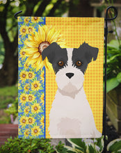 Load image into Gallery viewer, Summer Sunflowers Black White Wirehair Jack Russell Terrier Garden Flag – Decorative Outdoor Yard Flag
