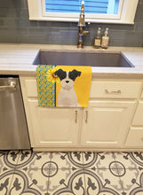 Load image into Gallery viewer, Summer Sunflowers Black White Wirehair Jack Russell Terrier Kitchen Towel