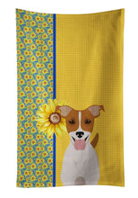 Load image into Gallery viewer, Summer Sunflowers Brown White Smooth Jack Russell Terrier Kitchen Towel