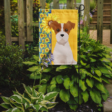 Load image into Gallery viewer, Summer Sunflowers Brown White Wirehair Jack Russell Terrier Garden Flag – Decorative Outdoor Yard Flag