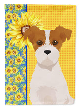 Load image into Gallery viewer, Summer Sunflowers Brown White Wirehair Jack Russell Terrier Garden Flag – Decorative Outdoor Yard Flag