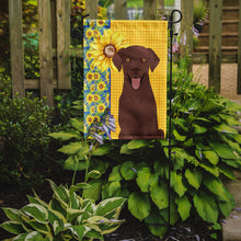 Load image into Gallery viewer, Summer Sunflowers Chocolate Labrador Retriever Garden Flag – Decorative Outdoor Yard Flag