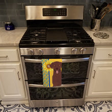 Load image into Gallery viewer, Summer Sunflowers Chocolate Labrador Retriever Kitchen Towel