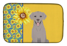 Load image into Gallery viewer, Summer Sunflowers Gray Labrador Retriever Dish Drying Mat – Absorbent, Artistic Kitchen Essentials