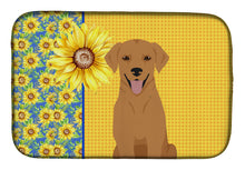 Load image into Gallery viewer, Summer Sunflowers Red Fox Labrador Retriever Dish Drying Mat – Absorbent, Artistic Kitchen Essentials