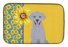 Load image into Gallery viewer, Summer Sunflowers Silver Labrador Retriever Dish Drying Mat – Absorbent, Artistic Kitchen Essentials