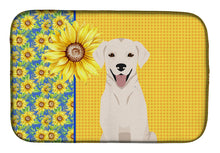 Load image into Gallery viewer, Summer Sunflowers White Cream Labrador Retriever Dish Drying Mat – Absorbent, Artistic Kitchen Essentials