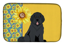 Load image into Gallery viewer, Summer Sunflowers Black Newfoundland Dish Drying Mat – Absorbent, Artistic Kitchen Essentials