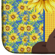 Load image into Gallery viewer, Summer Sunflowers Brown Newfoundland Dish Drying Mat – Absorbent, Artistic Kitchen Essentials
