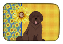 Load image into Gallery viewer, Summer Sunflowers Brown Newfoundland Dish Drying Mat – Absorbent, Artistic Kitchen Essentials