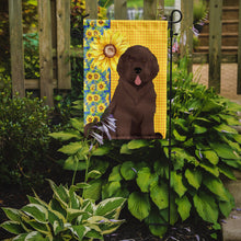 Load image into Gallery viewer, Summer Sunflowers Brown Newfoundland Garden Flag – Decorative Outdoor Yard Flag
