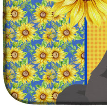 Load image into Gallery viewer, Summer Sunflowers Grey Newfoundland Dish Drying Mat – Absorbent, Artistic Kitchen Essentials