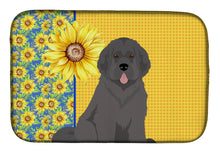 Load image into Gallery viewer, Summer Sunflowers Grey Newfoundland Dish Drying Mat – Absorbent, Artistic Kitchen Essentials