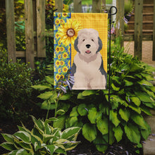 Load image into Gallery viewer, Summer Sunflowers Old English Sheepdog Garden Flag – Decorative Outdoor Yard Flag
