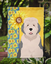 Load image into Gallery viewer, Summer Sunflowers Old English Sheepdog Garden Flag – Decorative Outdoor Yard Flag