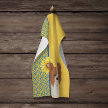 Load image into Gallery viewer, Summer Sunflowers Red and White Papillon Kitchen Towel